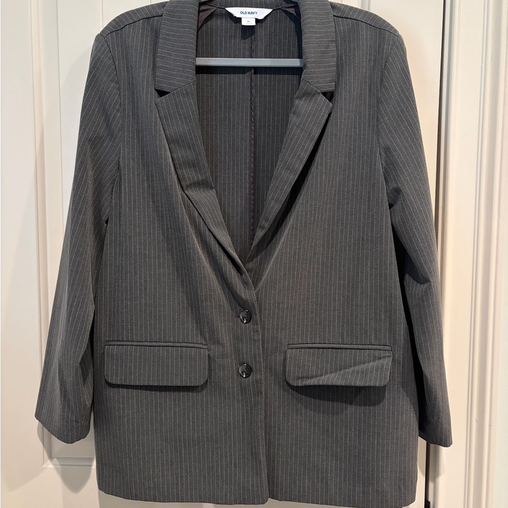 Old Navy Women's Charcoal Pinstripe Blazer
